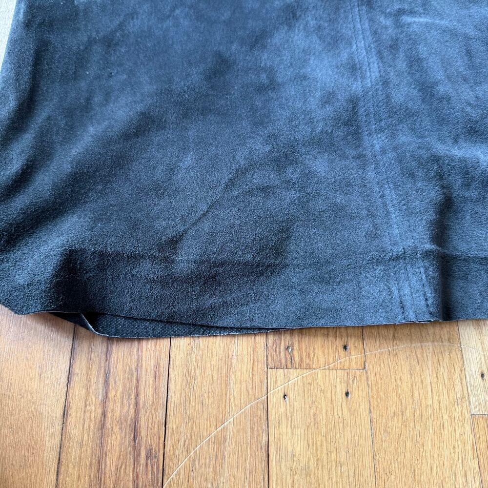 Sigrid Olsen Gray Suede Leather A-Line Skirt Sz 8 Petite 90s Y2K Minimal Classic - Picture 6 of 11